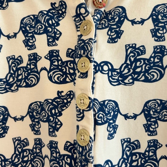 Lilly Pulitzer Captain Popover White Pack Your Trunk Elephant Print - Picture 4 of 7